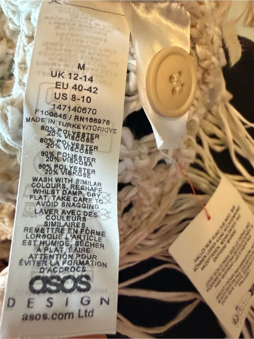 ASOS   Crochet Fringe Cardigan Vest in Cream - Picture 5 of 5